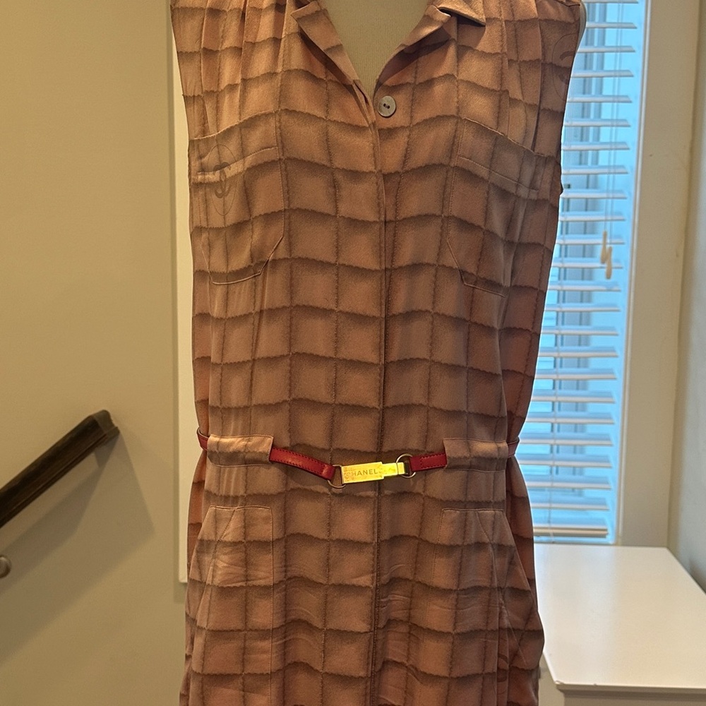 Vintage Chanel Pink Plaid Shirtdress sz 40 - Picture 3 of 14